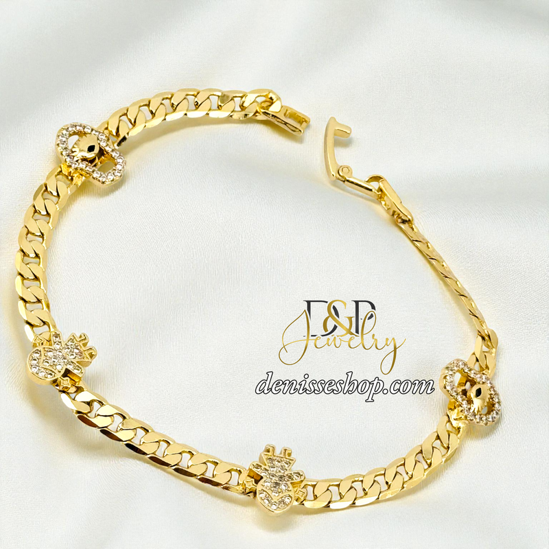 14KGOLD GIRL SHAPE CHARM BRACELET BR867