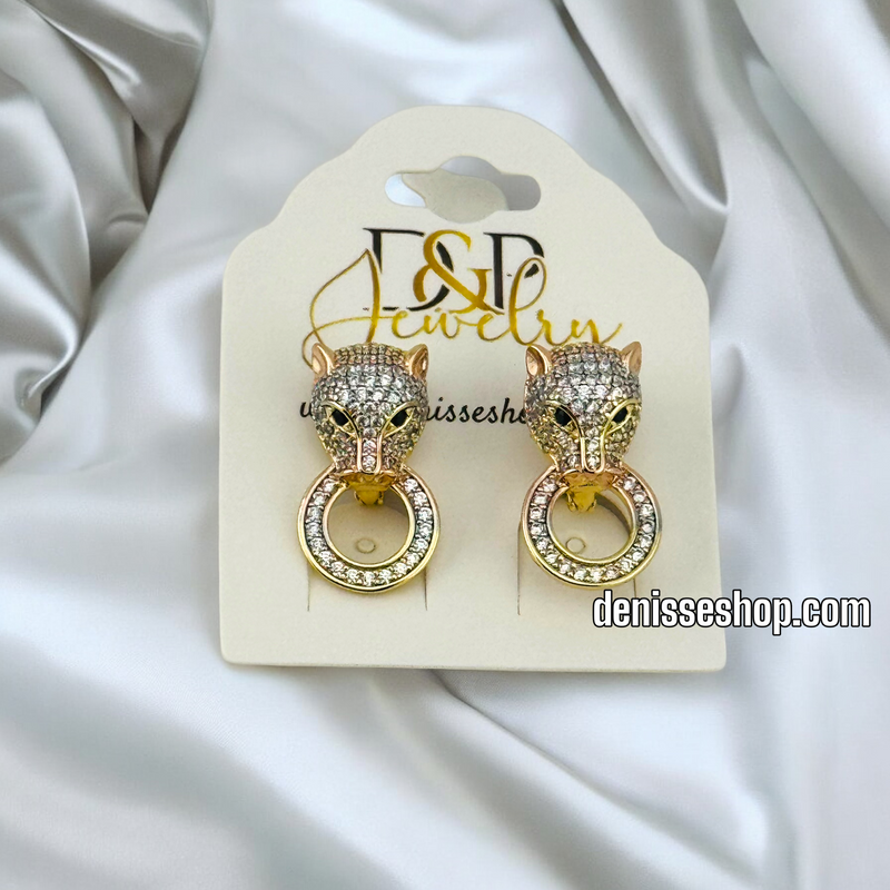 14K TRICOLOR PUMA EARRING E725