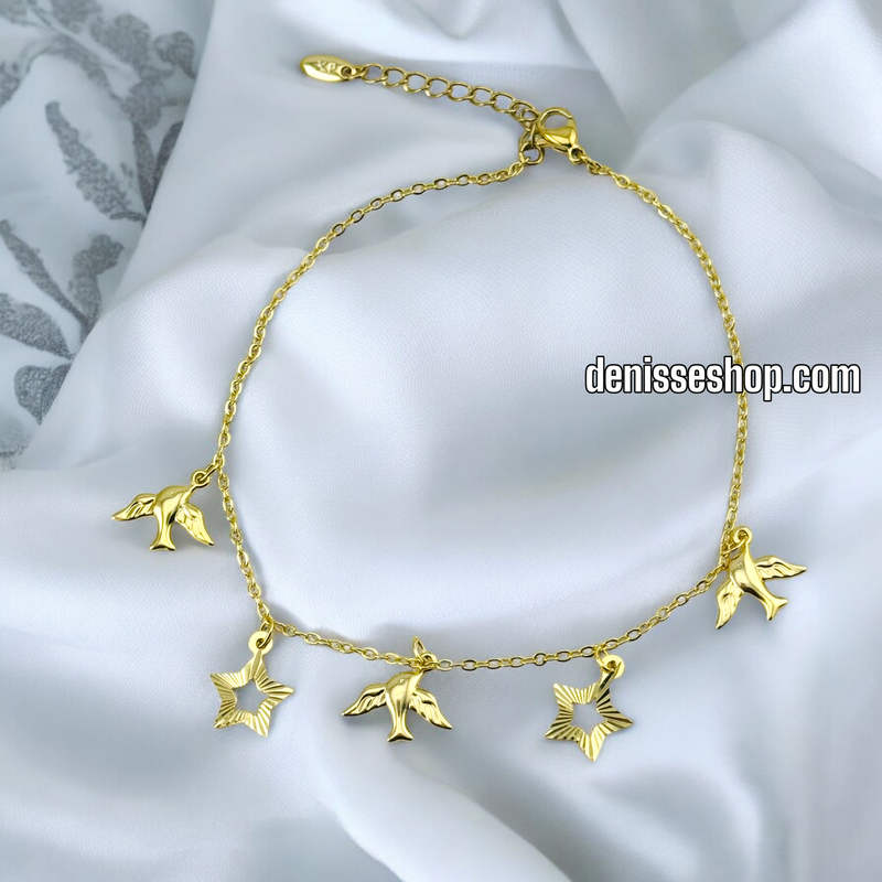 14K BIRD/STARS ANKLET BRACELET A11