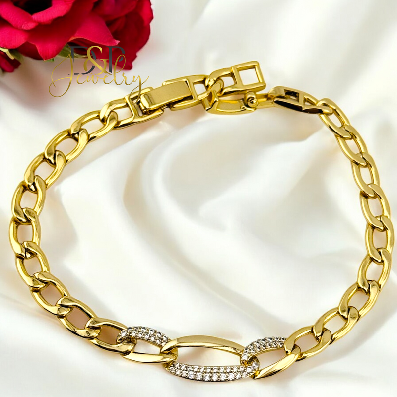 14K GOLD WHITE STONES BRACELET BR707