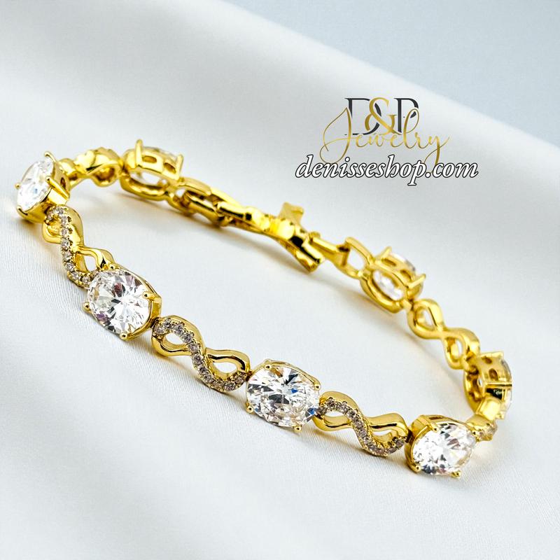 14KGOLD INFINITY/WHITE STONE BRACELET BR862