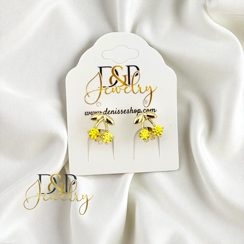 14K YELLOW CHERRY HOOP EARRING HP862