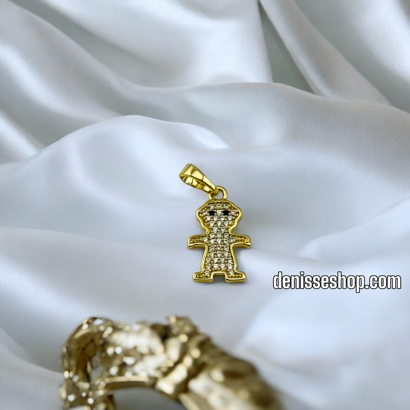 14K GOLD AND WHITE STONE SPARKLES  BOY PENDANT P480