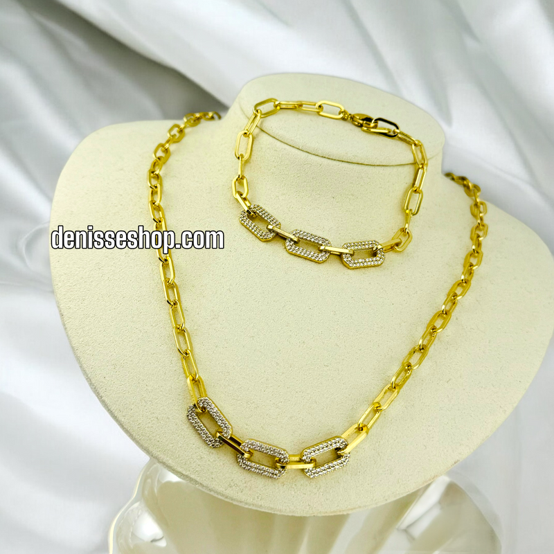 14K PAPER CLIP NECKLACE SET N41