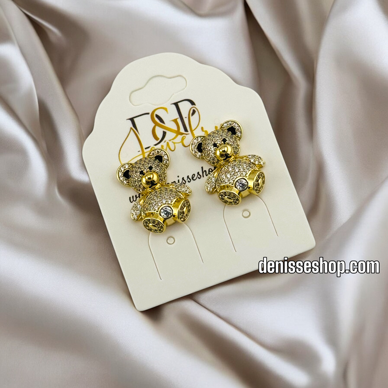 14K WOMAN BEAR GOLD EARRING E748