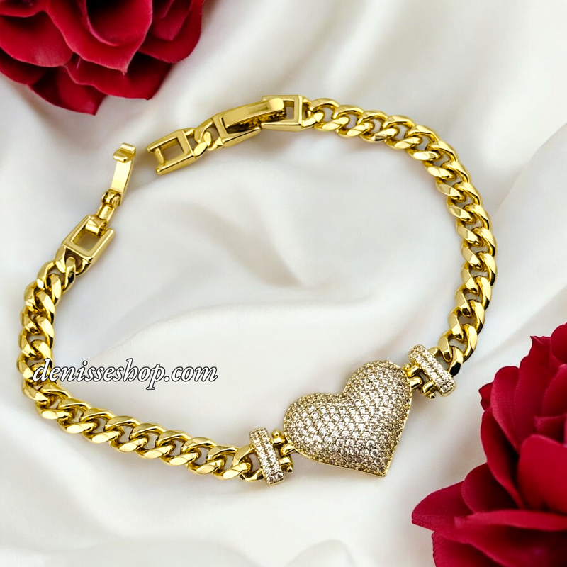 14K CUBAN HEART BRACELET BR668