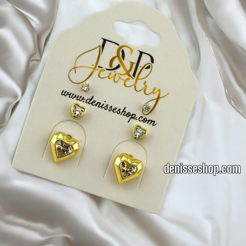 14K /WOMAN/GIRL HEART EARRING SET E730