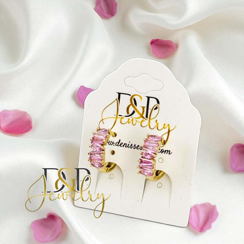 14K SMALL PINK HOOP HP723
