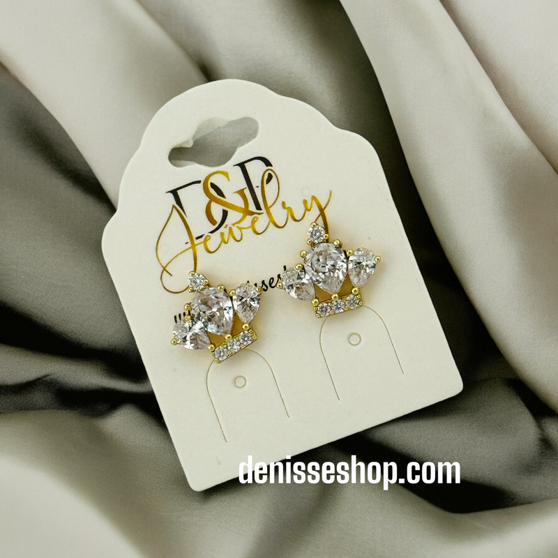 14K CROWN EARRINGS E492