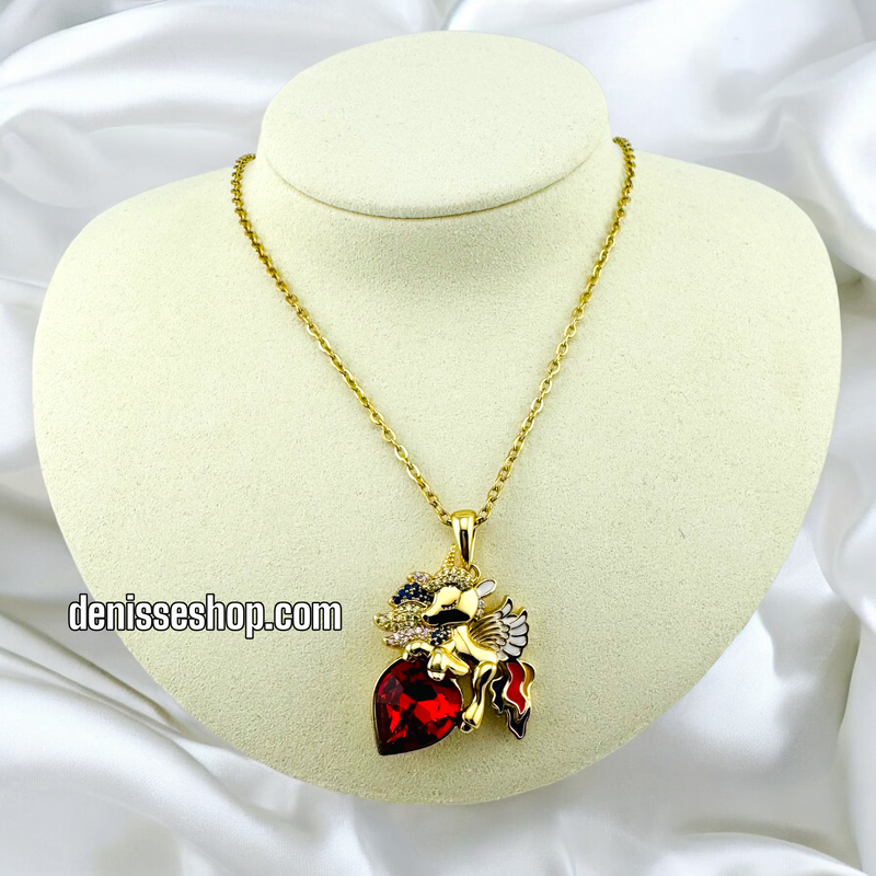 14K RED UNICORN NECKLACE N21