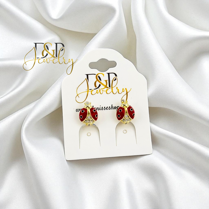 14K LADYBUG FASHION EARRING E915