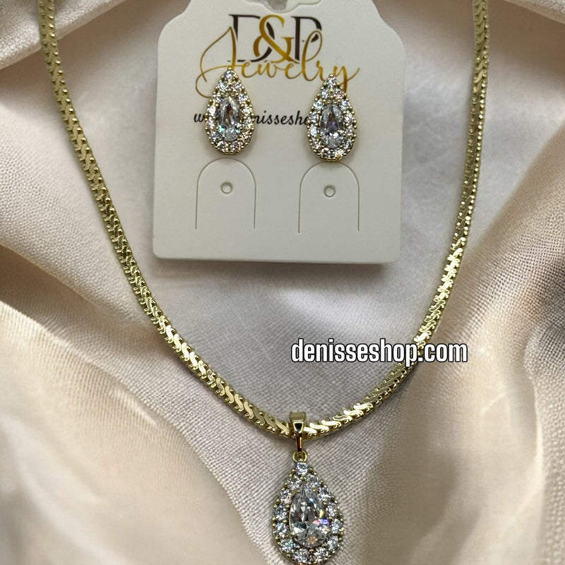 14K ELEGANT NECKLACE SET C1123 (SIZE 16&