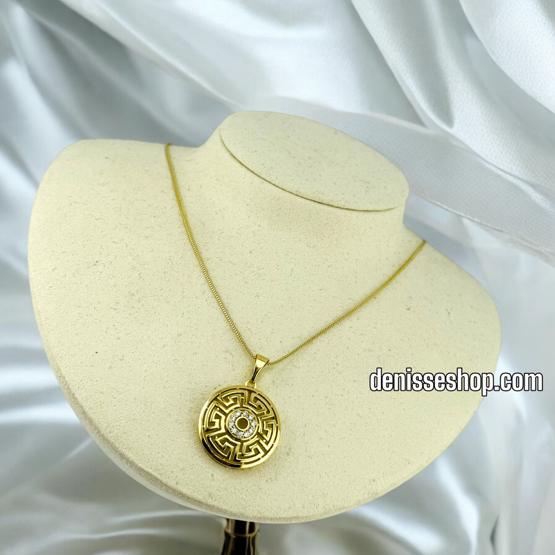 14K DISC WHITH CENTER STONES WOMEN  NECKLACE 20” N90