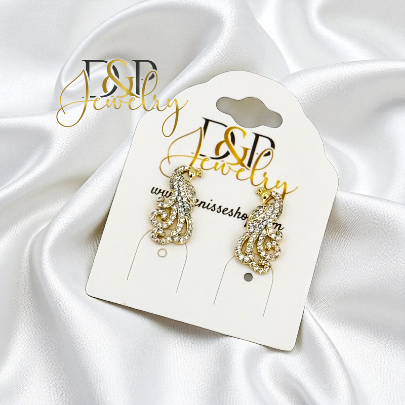 14K PEACOCK EARRING E923