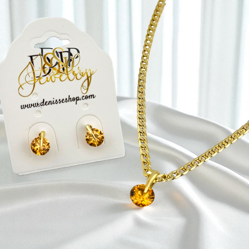 14K CHAMPAGNE NECKLACE SET N272