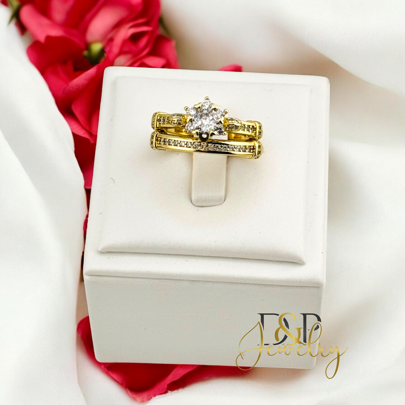 14K DOUBLE WHITE STONE RING RG364