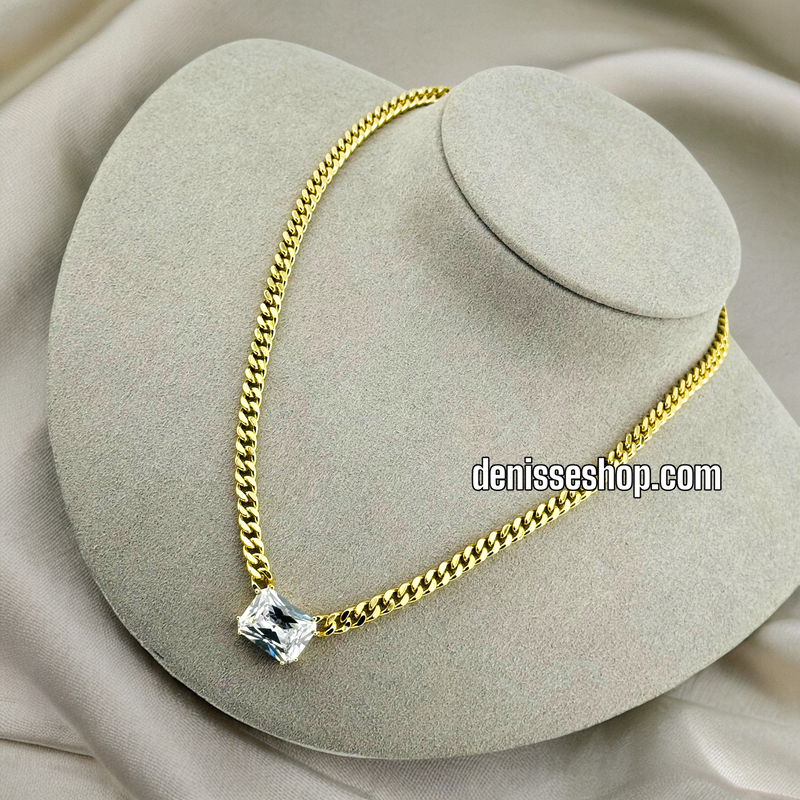 14K FASHION WHITE STONE NECKLACE SET  18&