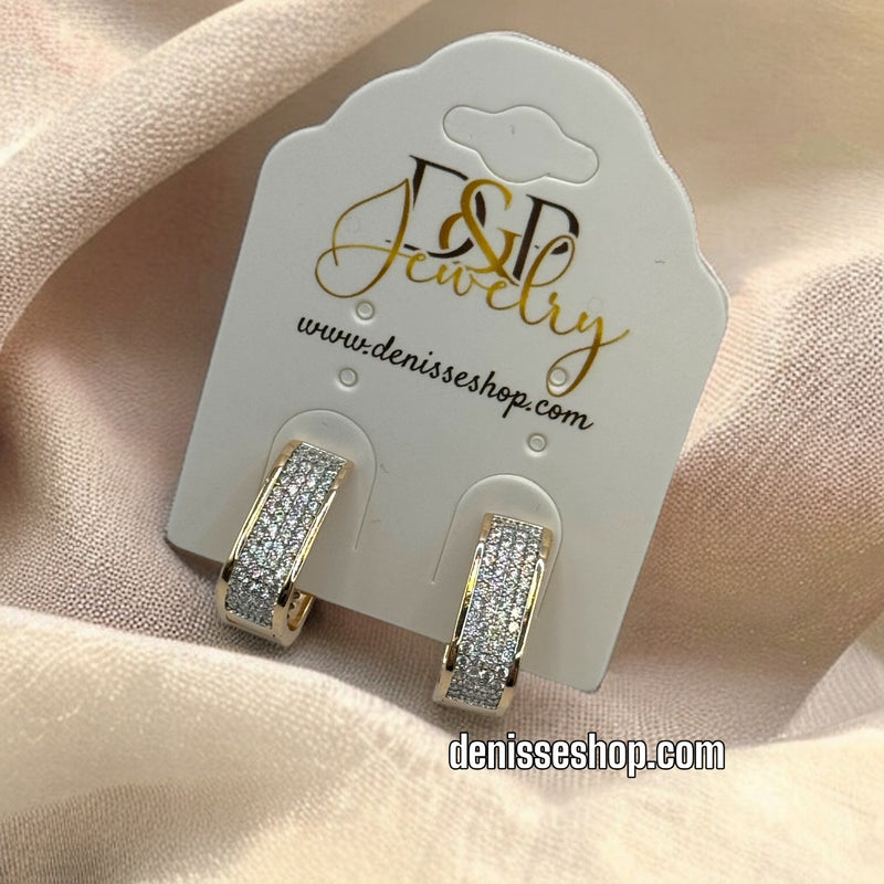 18K WHITE STONE HOOPS HP331