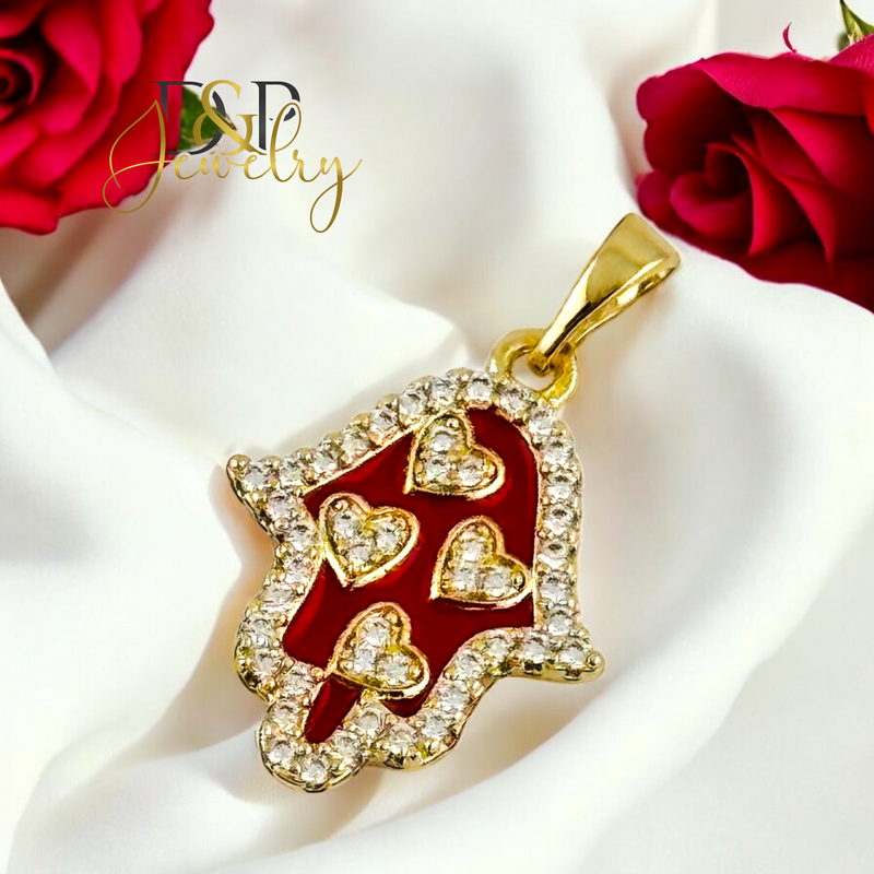 14K RED FATIMA PENDANT P840