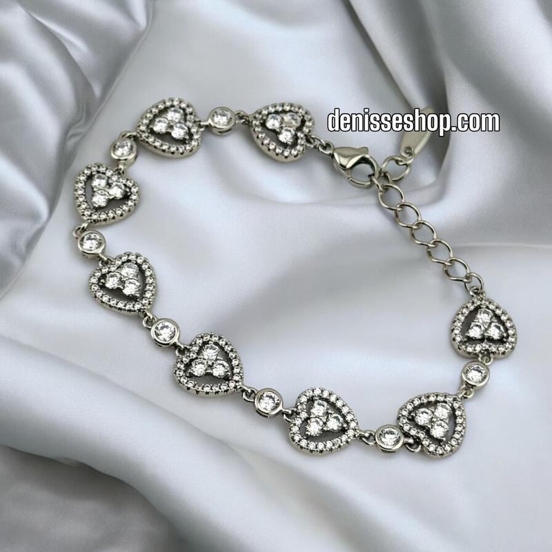 14K WOMEN HEART SILVER  BRACELET BR605