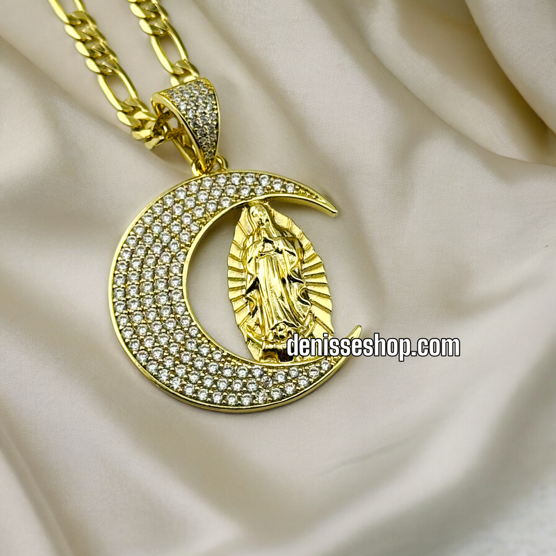 14K GUADALUPE MARY MOON PENDANT P362