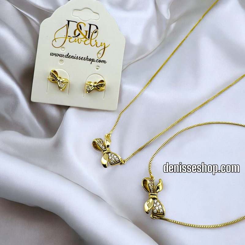 14K WOMAN/  BOW SET NECKLACE N181