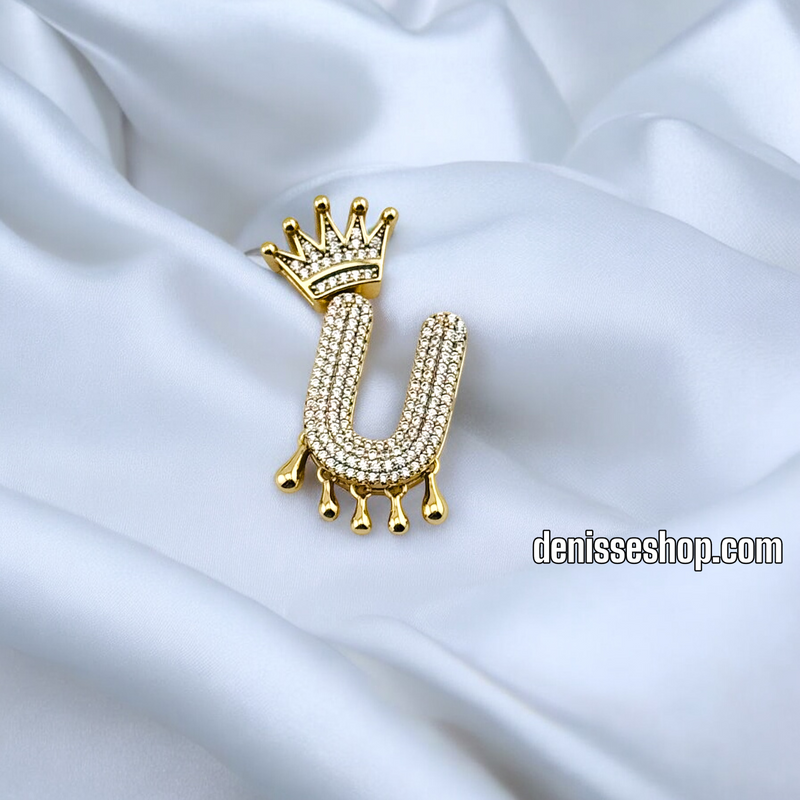 14K FASHION CROWNED LETTER PENDANT P606