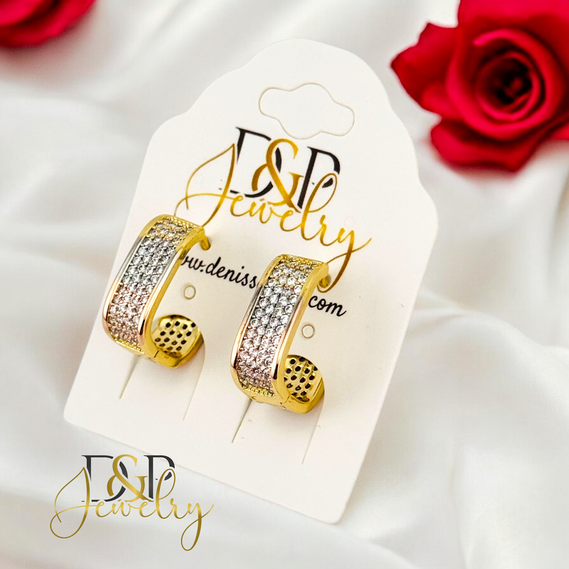 14K TRI COLOR HOOP EARRING HP649