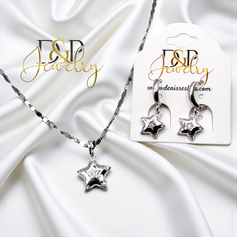14K SILVER STAR NECKLACE SET N291