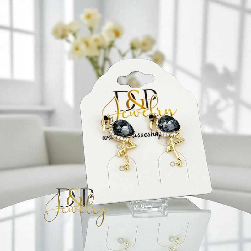 14K BLACK BIRD EARRING E912