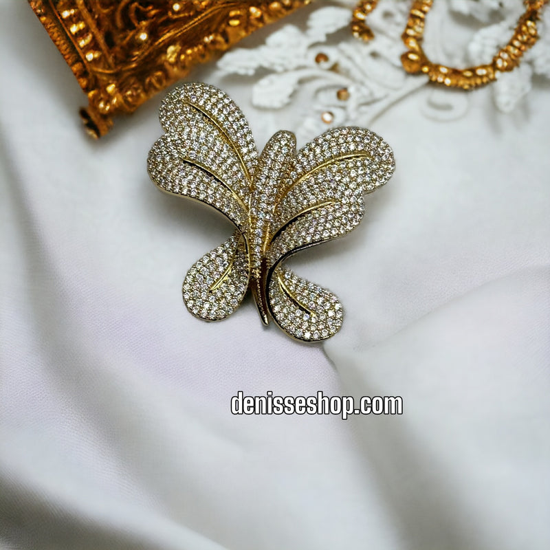 18K White Stone Butterfly Pendant P180 (Chain not included)