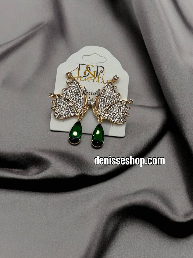 14K GREEN BUTTERFLY EARRINGS E486