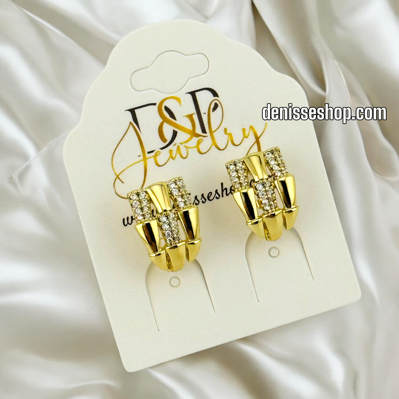 14K GOLD / WHITE STONE HUGGIES EARRING E676