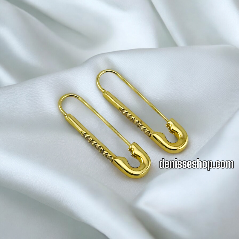 14K FASHION GOLD SAFETY PIN EARRING E652