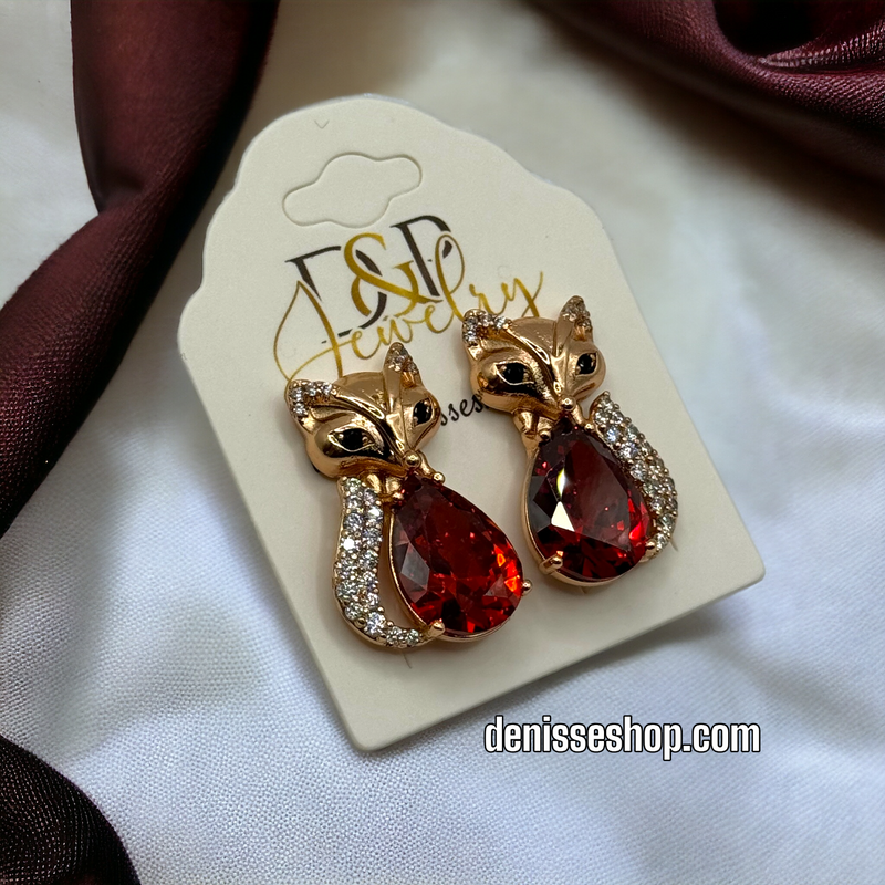 14K RED FOX EARRINGS E457