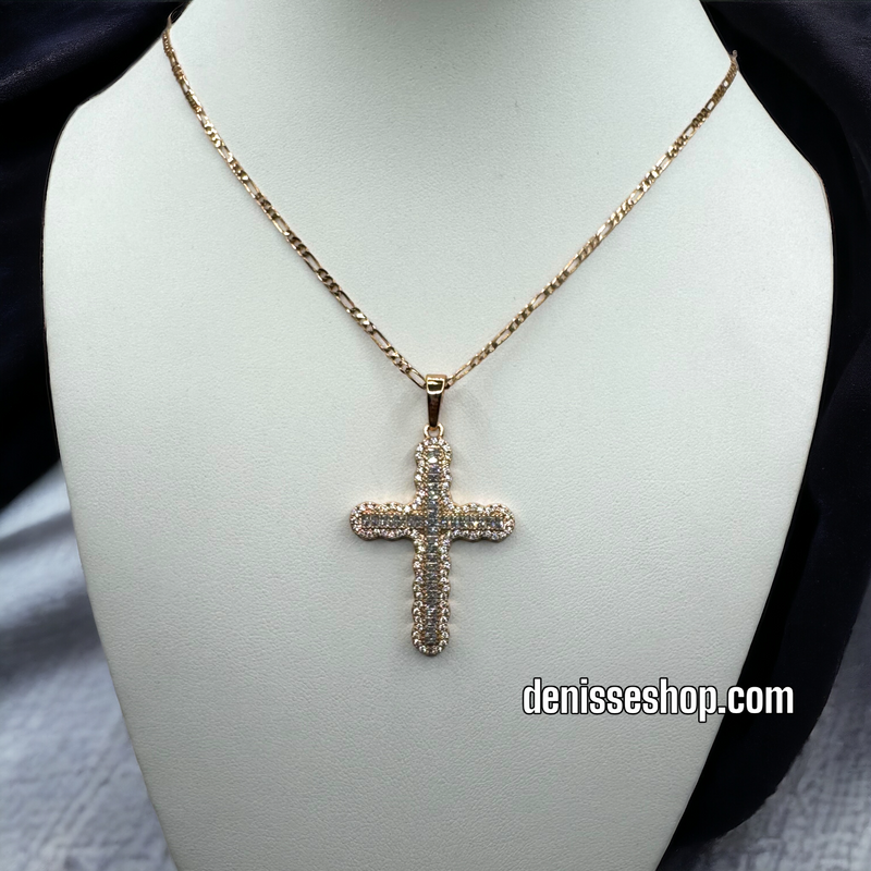 14K WHITE CROSS PENDANT P309