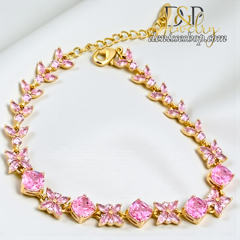 14KGOLD/PINK STONE BRACELET BR873