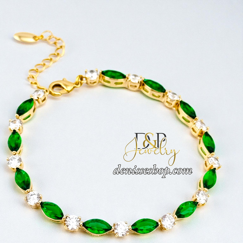 14KGOLD/GREEN STONE BRACELET BR871