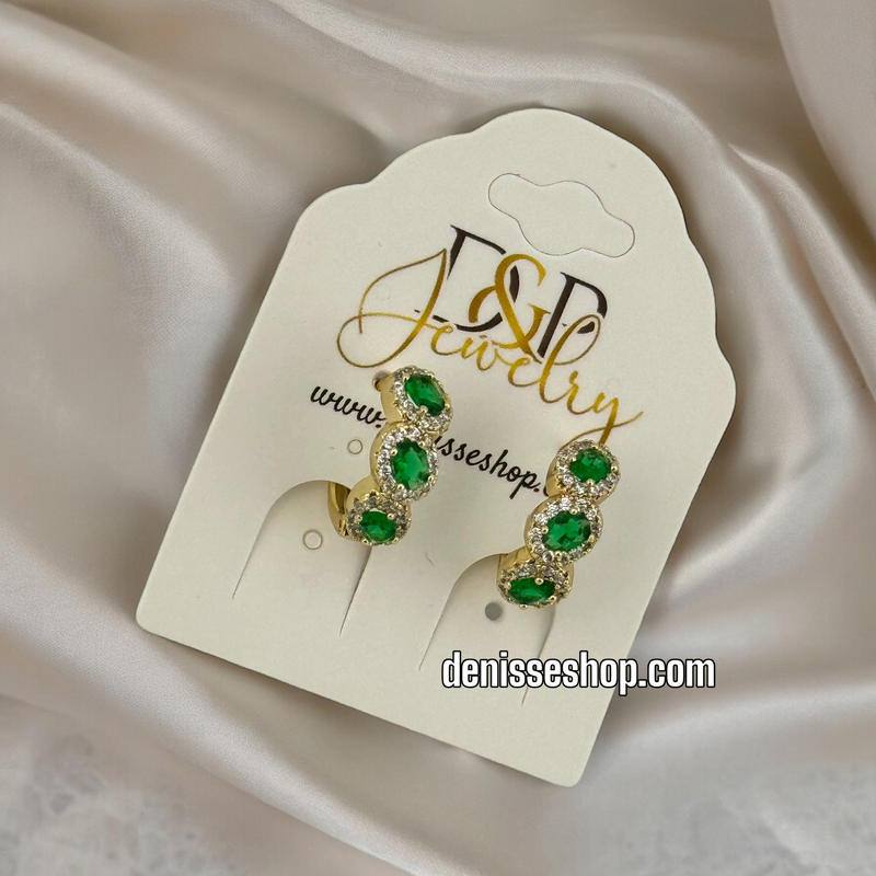 14K GREEN STONE HOOPS HP427