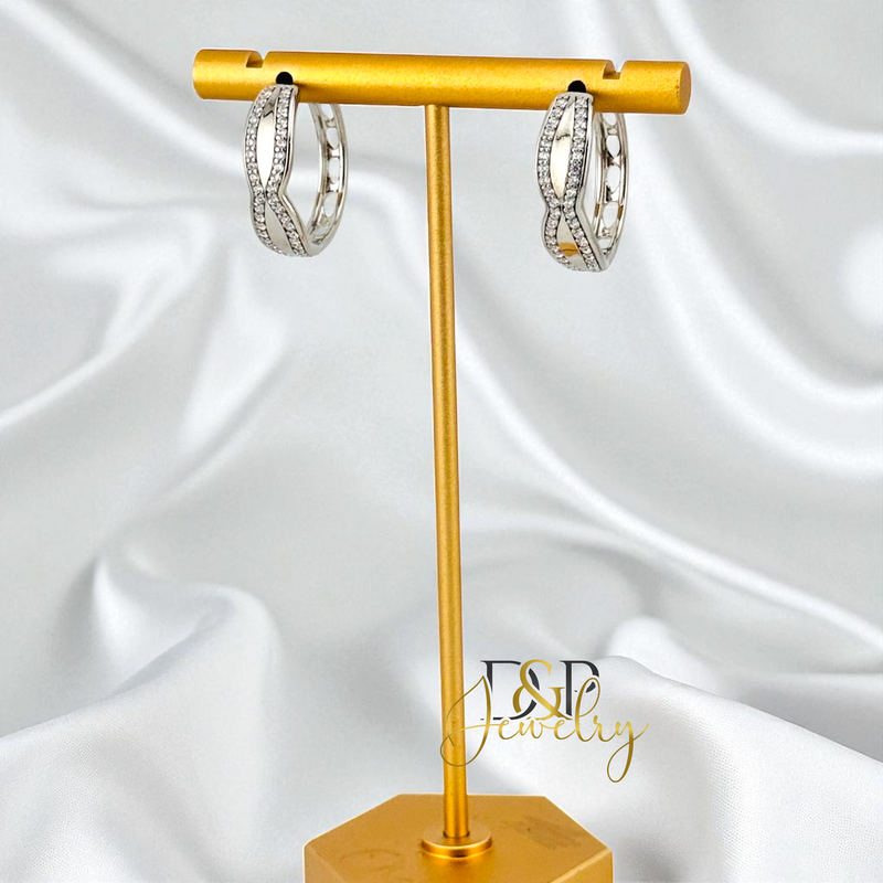 SILVER DESIGN HOOP EARRING HP833