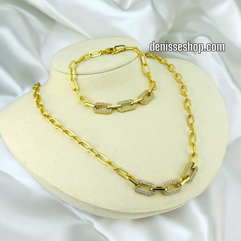 14K PAPER CLIP NECKLACE SET N41