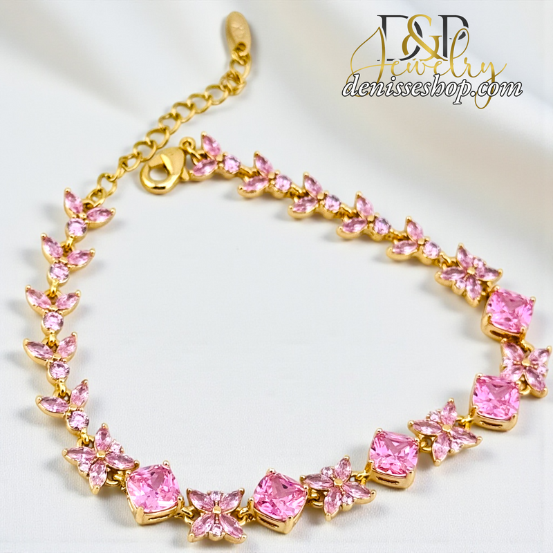14KGOLD/PINK STONE BRACELET BR873