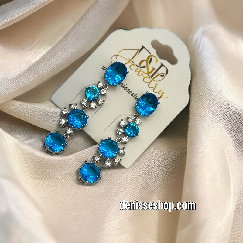 SILVER BLUE ELEGANT EARRINGS E416