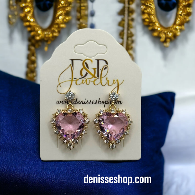 Pink Heart Earrings E203