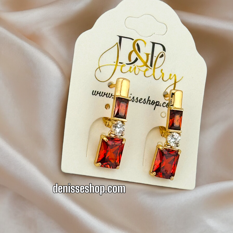 18K RED STONE EARRINGS E546