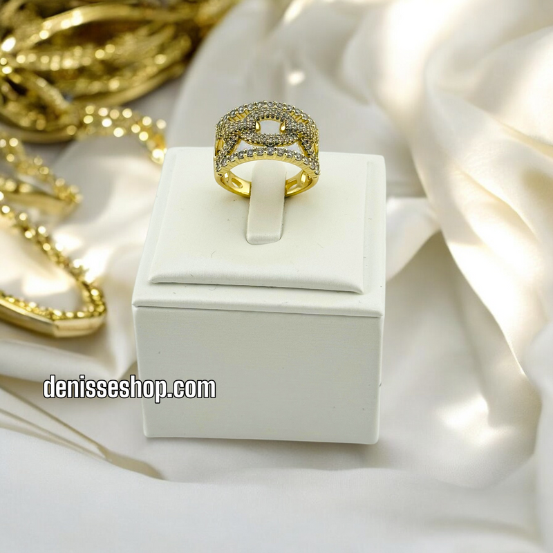 14K WHITE STONE RING RG222