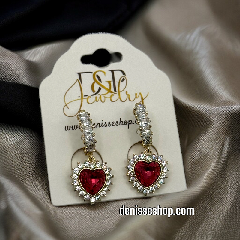 14K PINK HEART EARRINGS E460