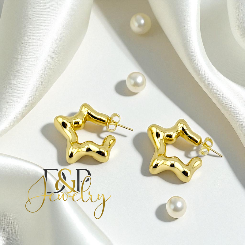 14K GOLD STAR EARRING E918