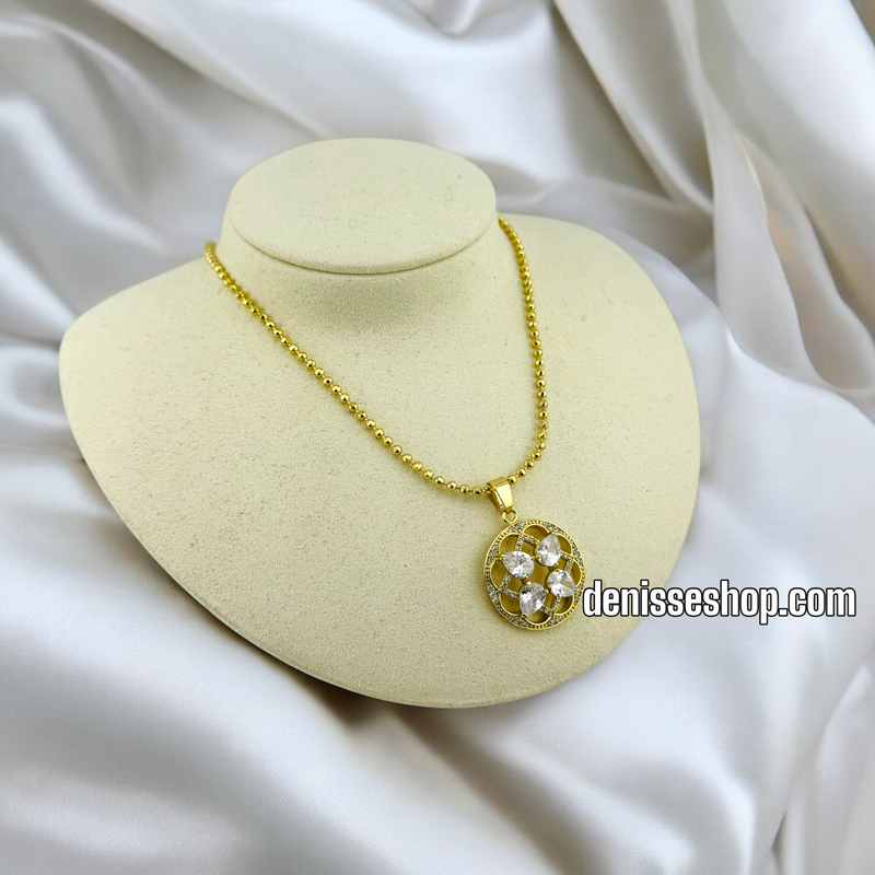 14K WOMEN/ ROUND STAR STONE NECKLACE N140