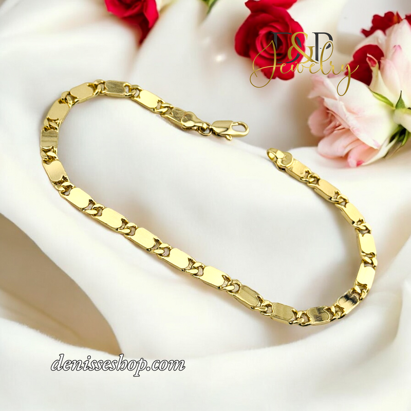 14K GOLD MIRROR ANKLET BRACELET 10.6&